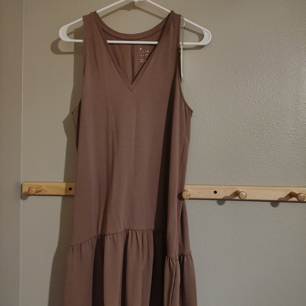 A New Day V-Neck Brown Midi Dress